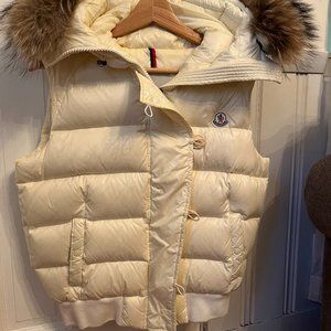 Moncler quilted down puffer vest with hood